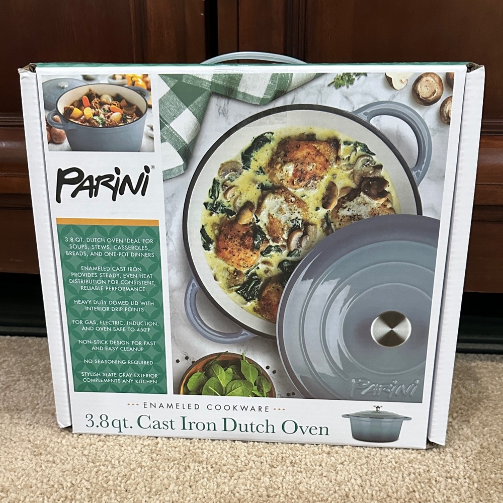 Parini 3.8qt Enameled Cast Iron Dutch Oven - Slate Gray